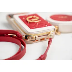 Custype รุ่น Bloom Stitching Case with Round Pouch Set - เคส iPhone 17 Pro Max - สี Red