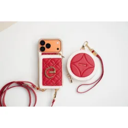 Custype รุ่น Bloom Stitching Case with Round Pouch Set - เคส iPhone 17 Pro Max - สี Red
