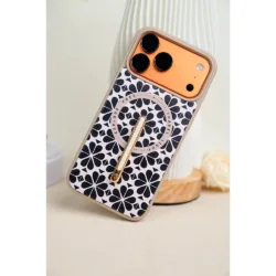 Custype รุ่น Progrip Leather Case with Printing (Magsafe) - เคส iPhone 17 Pro - ลาย Clover Apricot