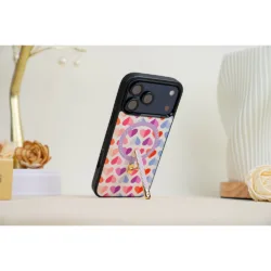 Custype รุ่น Progrip Leather Case with Printing (Magsafe) - เคส iPhone 17 Pro - ลาย Heart Purple