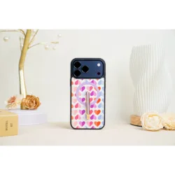 Custype รุ่น Progrip Leather Case with Printing (Magsafe) - เคส iPhone 17 Pro - ลาย Heart Purple