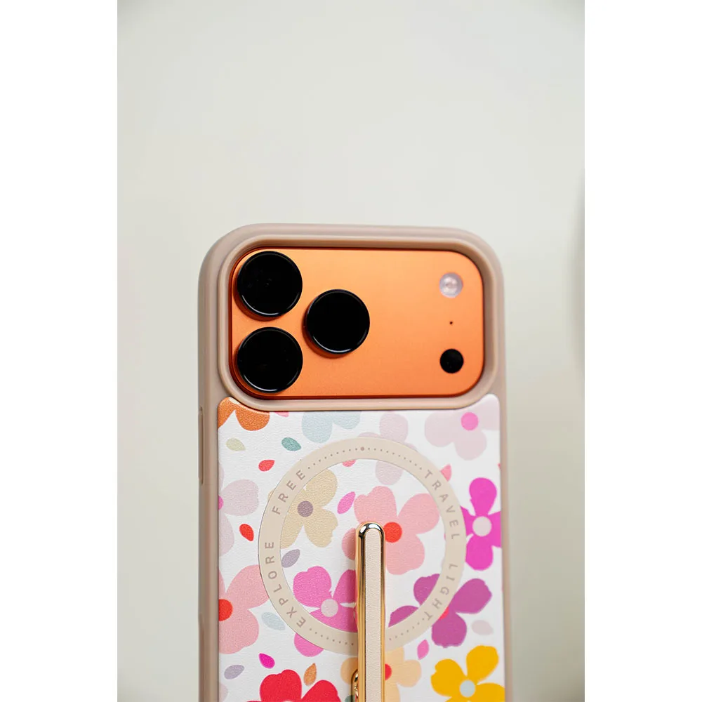 Custype รุ่น Progrip Leather Case with Printing (Magsafe) - เคส iPhone 17 Pro Max - ลาย Colorful Flower 2 Custype รุ่น Progrip Leather Case with Printing (Magsafe) - เคส iPhone 17 Pro Max - ลาย Colorful Flower - Image 2
