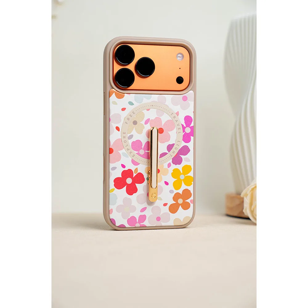 Custype รุ่น Progrip Leather Case with Printing (Magsafe) - เคส iPhone 17 Pro Max - ลาย Colorful Flower 3 Custype รุ่น Progrip Leather Case with Printing (Magsafe) - เคส iPhone 17 Pro Max - ลาย Colorful Flower - Image 3