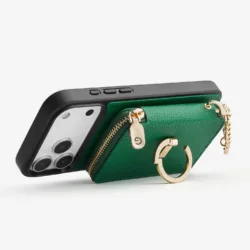 Custype รุ่น Leather Case with Stand & Round Pouch - เคส iPhone 17 Pro Max - สี Green