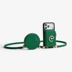 Custype รุ่น Leather Case with Stand & Round Pouch - เคส iPhone 17 Pro Max - สี Green