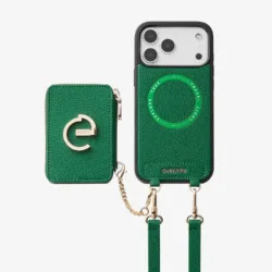 Custype รุ่น Leather Case with Stand & Round Pouch - เคส iPhone 17 Pro Max - สี Green
