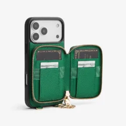 Custype รุ่น Leather Case with Stand & Round Pouch - เคส iPhone 17 Pro Max - สี Green