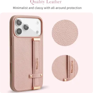 Custype รุ่น Faux Leather Case with Wrist Stand - เคส iPhone 17 Pro Max - สี Pink