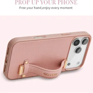 Custype รุ่น Faux Leather Case with Wrist Stand - เคส iPhone 17 Pro Max - สี Pink