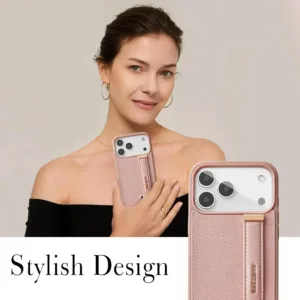 Custype รุ่น Faux Leather Case with Wrist Stand - เคส iPhone 17 Pro Max - สี Pink