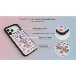 Custype รุ่น Progrip Leather Case with Printing (Magsafe) - เคส iPhone 17 Pro Max - ลาย Heart Purple