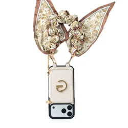 Custype รุ่น Crocodile Pattern Leather with Pouch & Silk Scarf Wrist Strap - เคส iPhone 17 Pro Max - สี Beige 10 Custype รุ่น Crocodile Pattern Leather with Pouch & Silk Scarf Wrist Strap - เคส iPhone 17 Pro Max - สี Beige