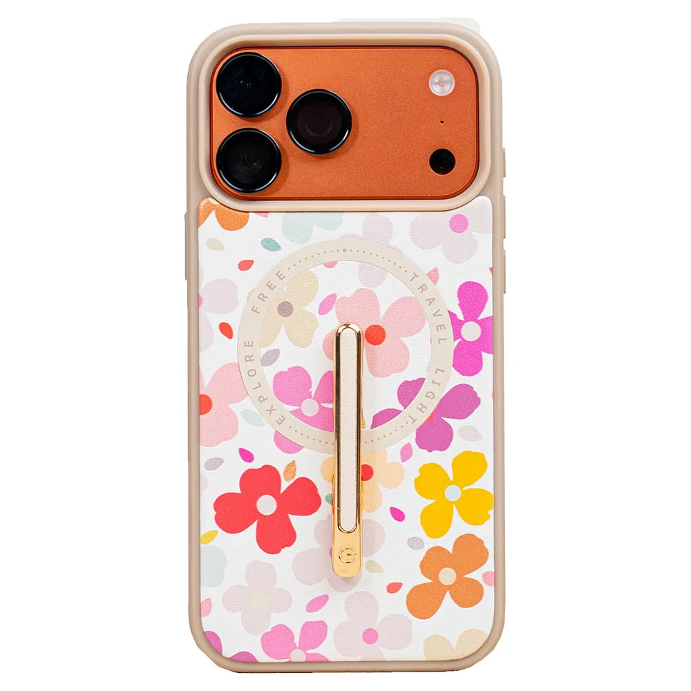 Custype รุ่น Progrip Leather Case with Printing (Magsafe) - เคส iPhone 17 Pro Max - ลาย Colorful Flower 1 Custype รุ่น Progrip Leather Case with Printing (Magsafe) - เคส iPhone 17 Pro Max - ลาย Colorful Flower