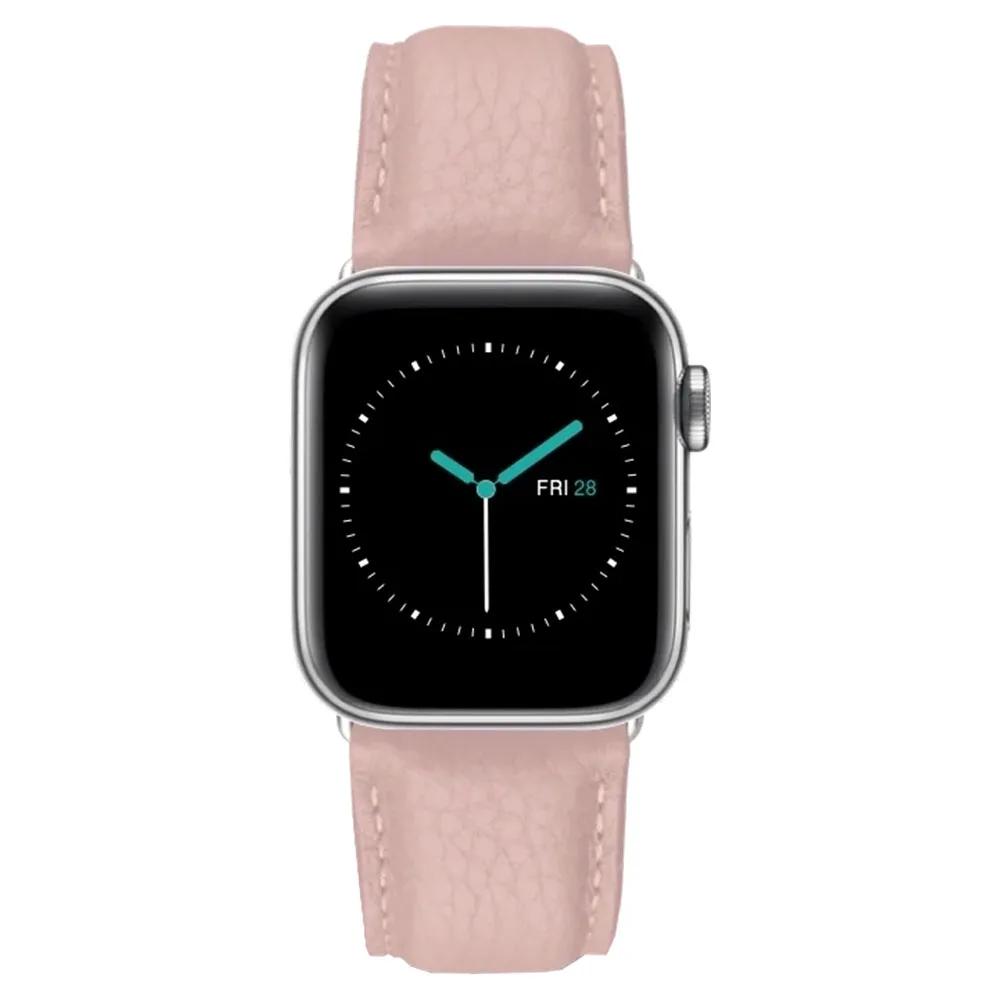 MINTAPPLE. รุ่น Signature Top Grain Leather - สายนาฬิกา Apple Watch 38/40/41/42mm - สี Blush/Stainless steel Silver 1 MINTAPPLE. รุ่น Signature Top Grain Leather - สายนาฬิกา Apple Watch 38/40/41/42mm - สี Blush/Stainless steel Silver