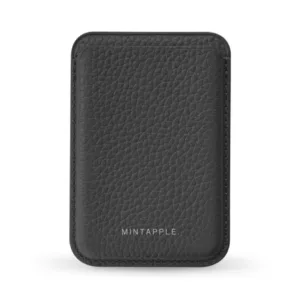 MINTAPPLE. รุ่น Top Grain Leather MagSafe Wallet - ที่เก็บบัตรติดหลังมือถือ - สี Black
