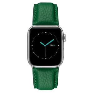 MINTAPPLE. รุ่น Signature Top Grain Leather - สายนาฬิกา Apple Watch 42/44/45/46/49mm  - สี British Green/Stainless steel Silver