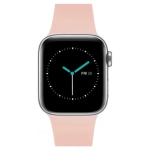 MINTAPPLE. รุ่น Perfect Fit Silicone Band - สายนาฬิกา Apple Watch 42/44/45/46/49mm  - สี Pale Pink/Silver