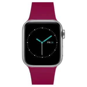 MINTAPPLE. รุ่น Perfect Fit Silicone Band - สายนาฬิกา Apple Watch 42/44/45/46/49mm  - สี Merlot/Silver