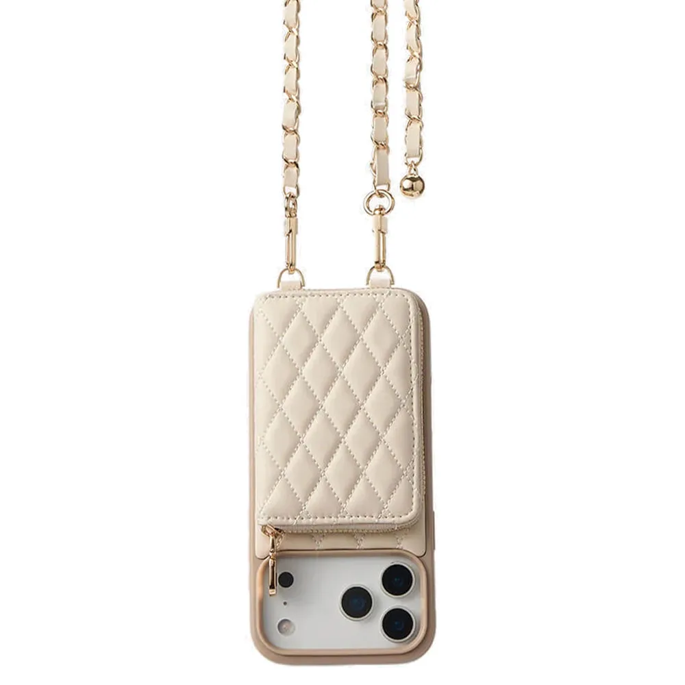 Custype รุ่น Argyle Case with Chain Strap - เคส iPhone 17 Pro Max - สี Beige