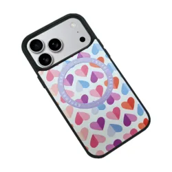 Custype รุ่น Leather Case with Printing (Magsafe) - เคส iPhone 17 Pro - ลาย Heart Purple