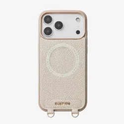Custype รุ่น Leather Case with Heart Pouch - เคส iPhone 17 Pro Max - สี White