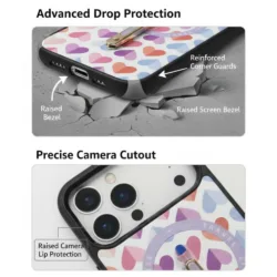 Custype รุ่น Progrip Leather Case with Printing (Magsafe) - เคส iPhone 17 Pro Max - ลาย Heart Purple