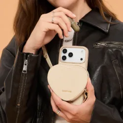 Custype รุ่น Leather Case with Heart Pouch - เคส iPhone 17 Pro Max - สี White