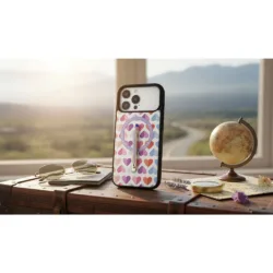 Custype รุ่น Progrip Leather Case with Printing (Magsafe) - เคส iPhone 17 Pro Max - ลาย Heart Purple