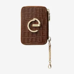 Custype รุ่น Crocodile Pattern Leather with Pouch & Silk Scarf Wrist Strap - เคส iPhone 17 Pro Max - สี Brown