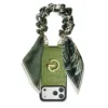 Custype รุ่น Crocodile Pattern Leather with Pouch & Silk Scarf Wrist Strap - เคส iPhone 17 Pro Max - สี Green