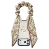Custype รุ่น Crocodile Pattern Leather with Pouch & Silk Scarf Wrist Strap - เคส iPhone 17 Pro Max - สี Beige