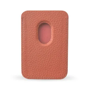MINTAPPLE. รุ่น Top Grain Leather MagSafe Wallet - ที่เก็บบัตรติดหลังมือถือ - สี PEACHY