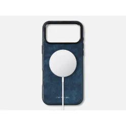 GRAMS(28) รุ่น 121 MagSafe Leather (Snowflake Leather) - เคส iPhone 17 Pro Max - สี Jeans