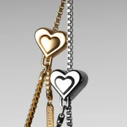 Casetify รุ่น Metal Heart Cross-body Chain - สายคล้อง - สี Glossy Silver