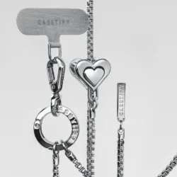 Casetify รุ่น Metal Heart Cross-body Chain - สายคล้อง - สี Glossy Silver