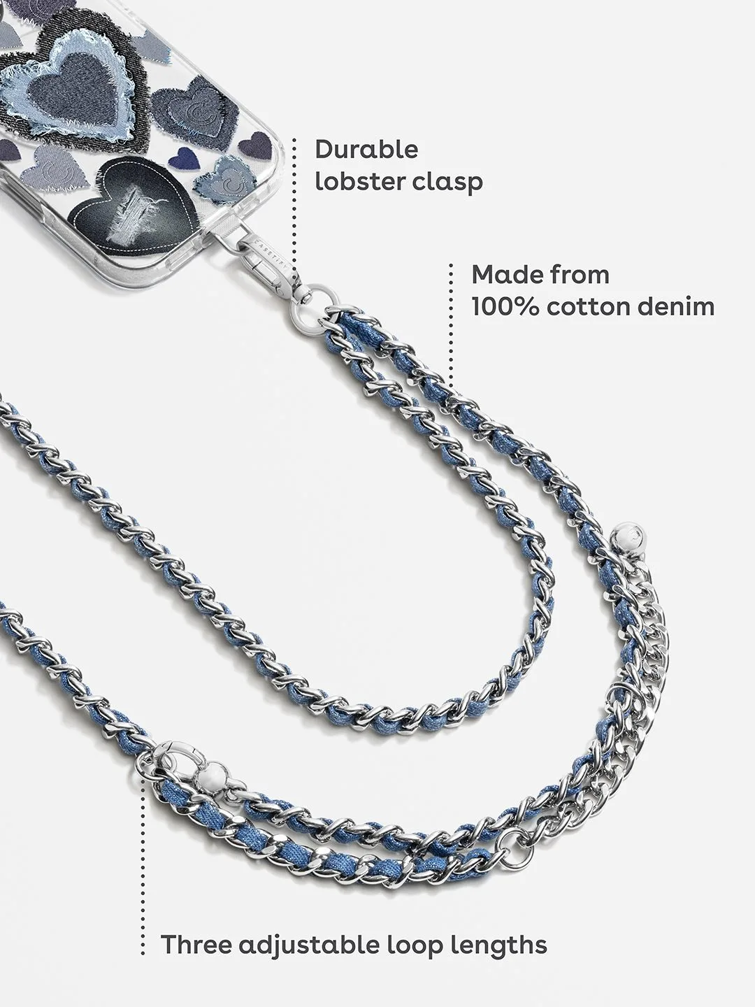 Casetify รุ่น Denim Cross-body Chain - สายคล้อง - สี Blue 3 Casetify รุ่น Denim Cross-body Chain - สายคล้อง - สี Blue - Image 3