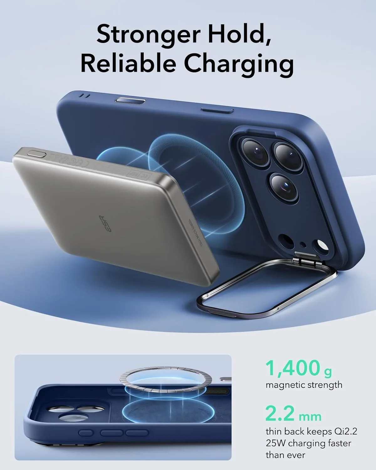ESR รุ่น Cloud Soft with Stash Stand (Camera Control Button) - เคส iPhone 17 Pro Max - สี Navy Blue 4 ESR รุ่น Cloud Soft with Stash Stand (Camera Control Button) - เคส iPhone 17 Pro Max - สี Navy Blue - Image 4