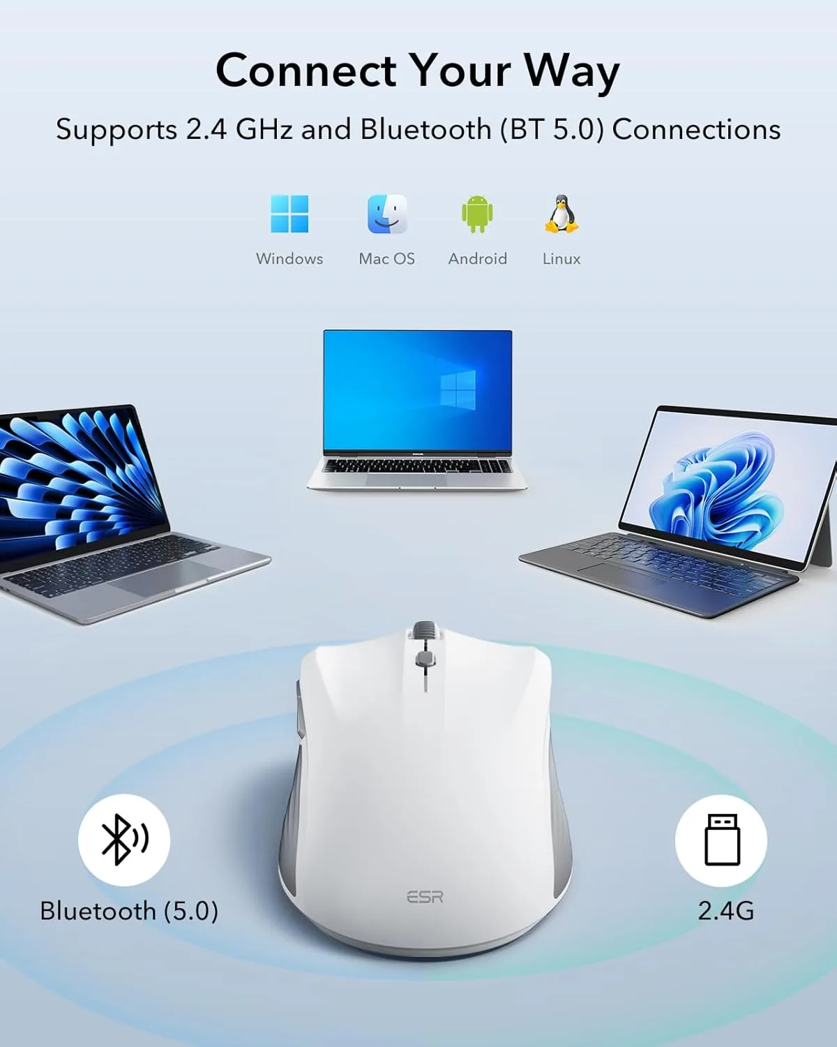 ESR รุ่น MagMouse - เมาส์ไร้สาย - สี White 4 ESR รุ่น MagMouse - เมาส์ไร้สาย - สี White - Image 4