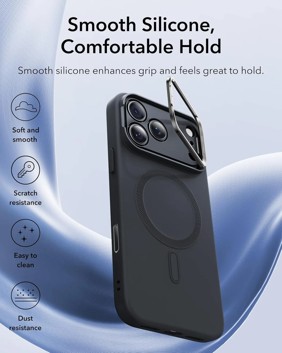 ESR รุ่น Cloud Soft with Stash Stand (Camera Control Button) - เคส iPhone 17 Pro Max - สี Black 5 ESR รุ่น Cloud Soft with Stash Stand (Camera Control Button) - เคส iPhone 17 Pro Max - สี Black - Image 5