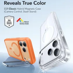 ESR รุ่น Classic Hybrid Case with Stash Stand (Camera Control Button) - เคส iPhone 17 Pro Max - สี Frosted Orange 10 ESR รุ่น Classic Hybrid Case with Stash Stand (Camera Control Button) - เคส iPhone 17 Pro Max - สี Frosted Orange