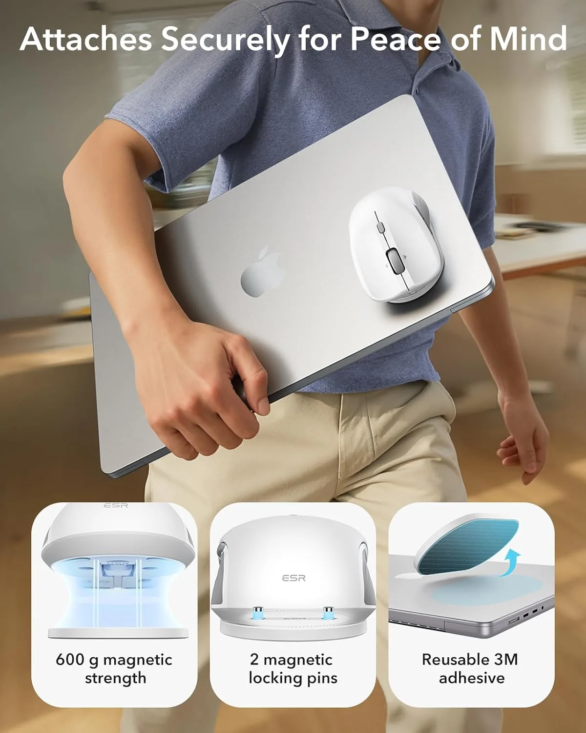 ESR รุ่น MagMouse - เมาส์ไร้สาย - สี White 3 ESR รุ่น MagMouse - เมาส์ไร้สาย - สี White - Image 3