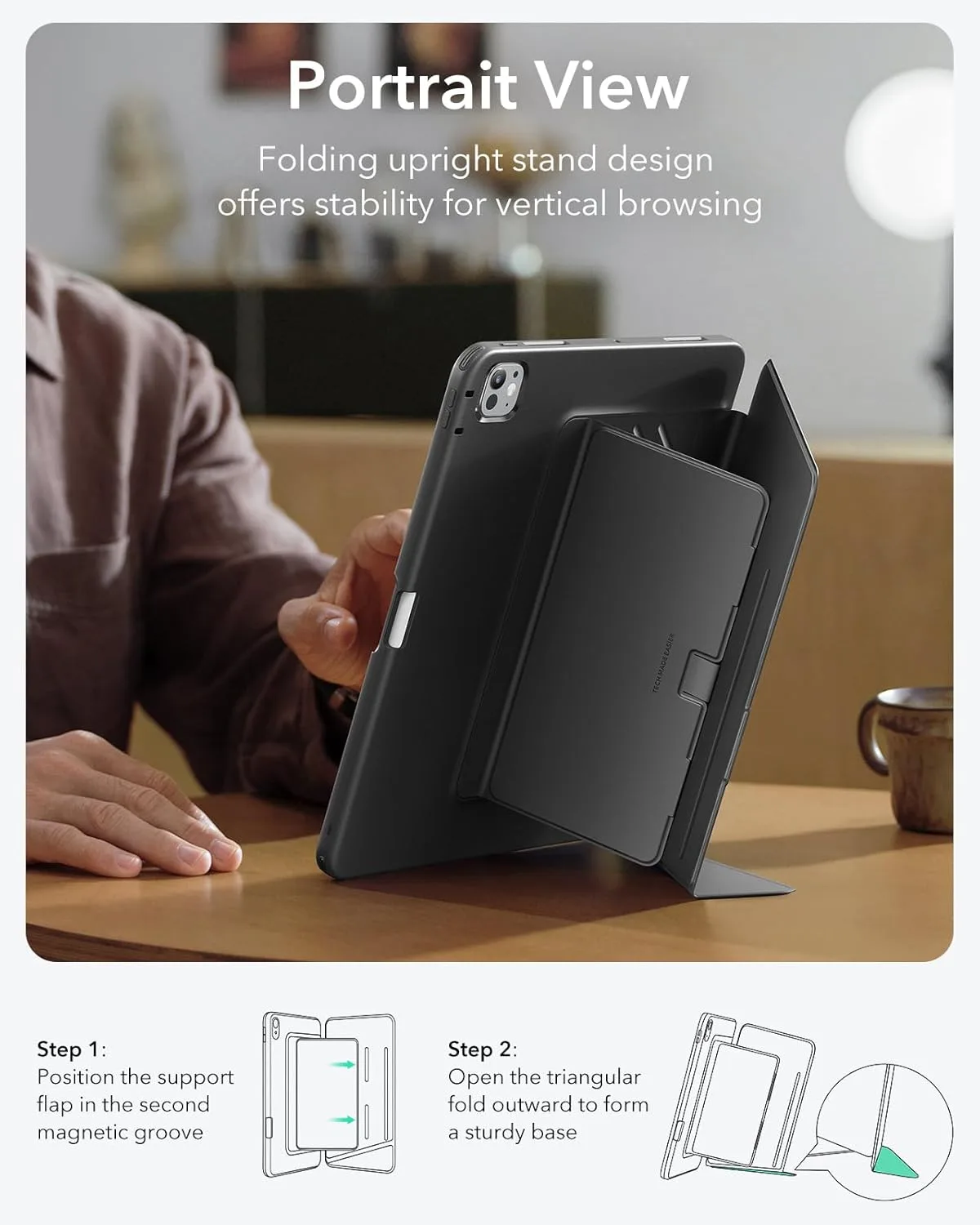 ESR รุ่น Flip Magnetic Case (Pencil Holder) - เคส iPad Pro 11" (M5/M4) - สี Black 6 ESR รุ่น Flip Magnetic Case (Pencil Holder) - เคส iPad Pro 11" (M5/M4) - สี Black - Image 6