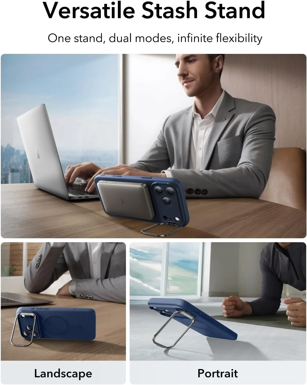 ESR รุ่น Cloud Soft with Stash Stand (Camera Control Button) - เคส iPhone 17 Pro Max - สี Navy Blue 6 ESR รุ่น Cloud Soft with Stash Stand (Camera Control Button) - เคส iPhone 17 Pro Max - สี Navy Blue - Image 6