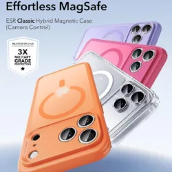 ESR รุ่น Classic Hybrid Case (Camera Control Button) - เคส iPhone 17 Pro - สี Frosted Orange