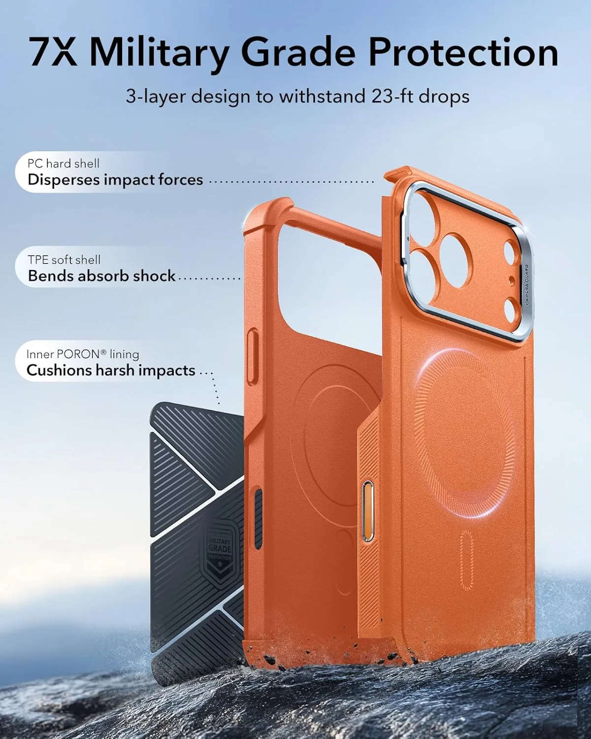 ESR รุ่น Cyber Tough Case with Stash Stand (Camera Control Button) - เคส iPhone 17 Pro Max - สี Orange 5 ESR รุ่น Cyber Tough Case with Stash Stand (Camera Control Button) - เคส iPhone 17 Pro Max - สี Orange - Image 5