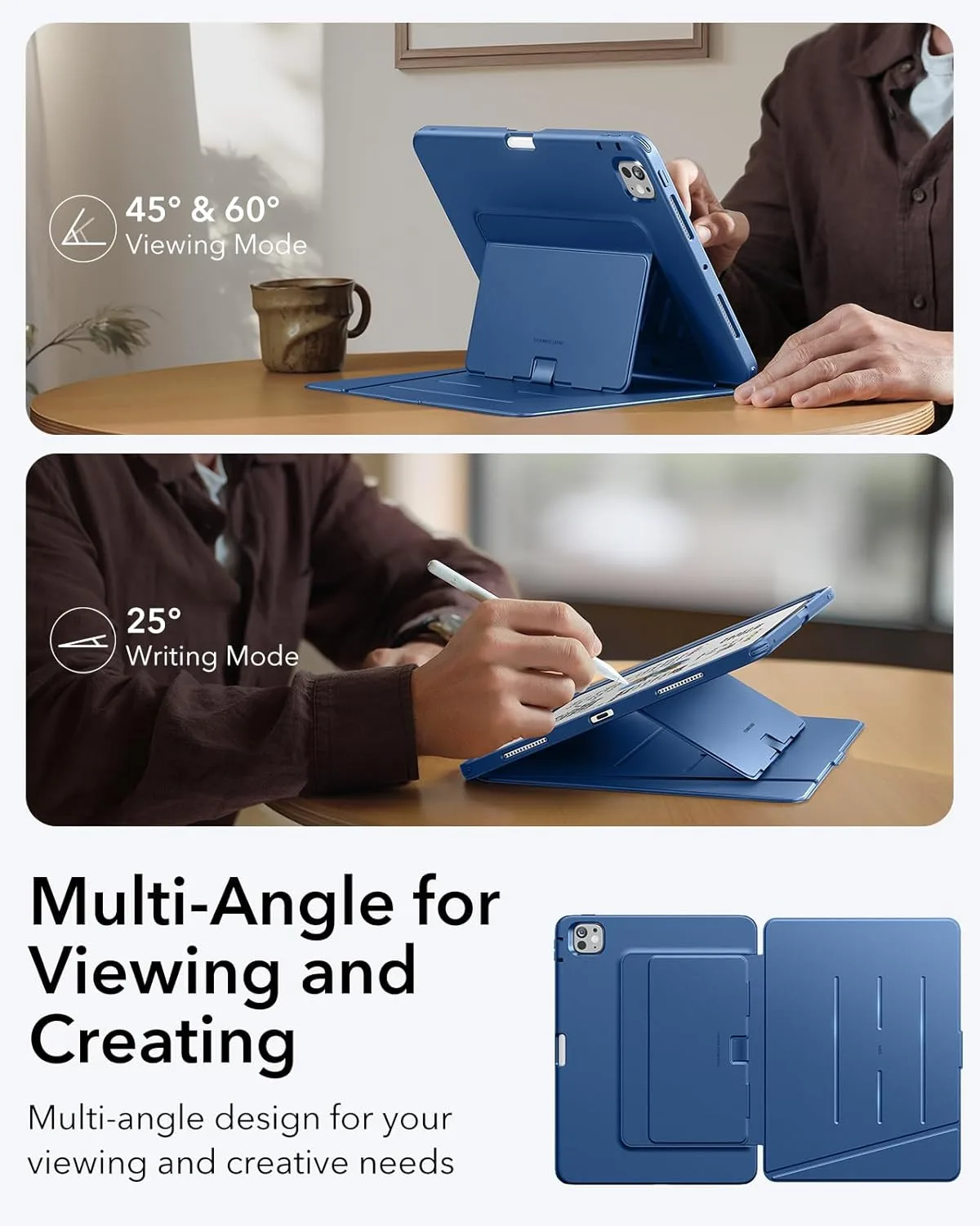ESR รุ่น Flip Magnetic Case (Pencil Holder) - เคส iPad Pro 11" (M5/M4) - สี Blue 5 ESR รุ่น Flip Magnetic Case (Pencil Holder) - เคส iPad Pro 11" (M5/M4) - สี Blue - Image 5