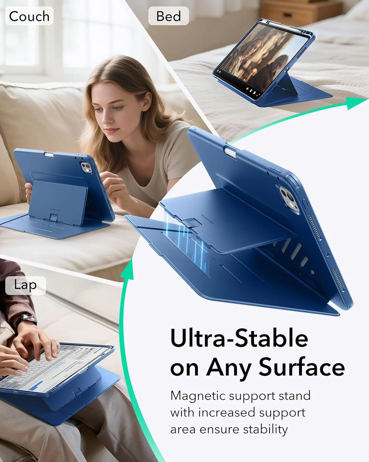 ESR รุ่น Flip Magnetic Case (Pencil Holder) - เคส iPad Pro 11" (M5/M4) - สี Blue 2 ESR รุ่น Flip Magnetic Case (Pencil Holder) - เคส iPad Pro 11" (M5/M4) - สี Blue - Image 2