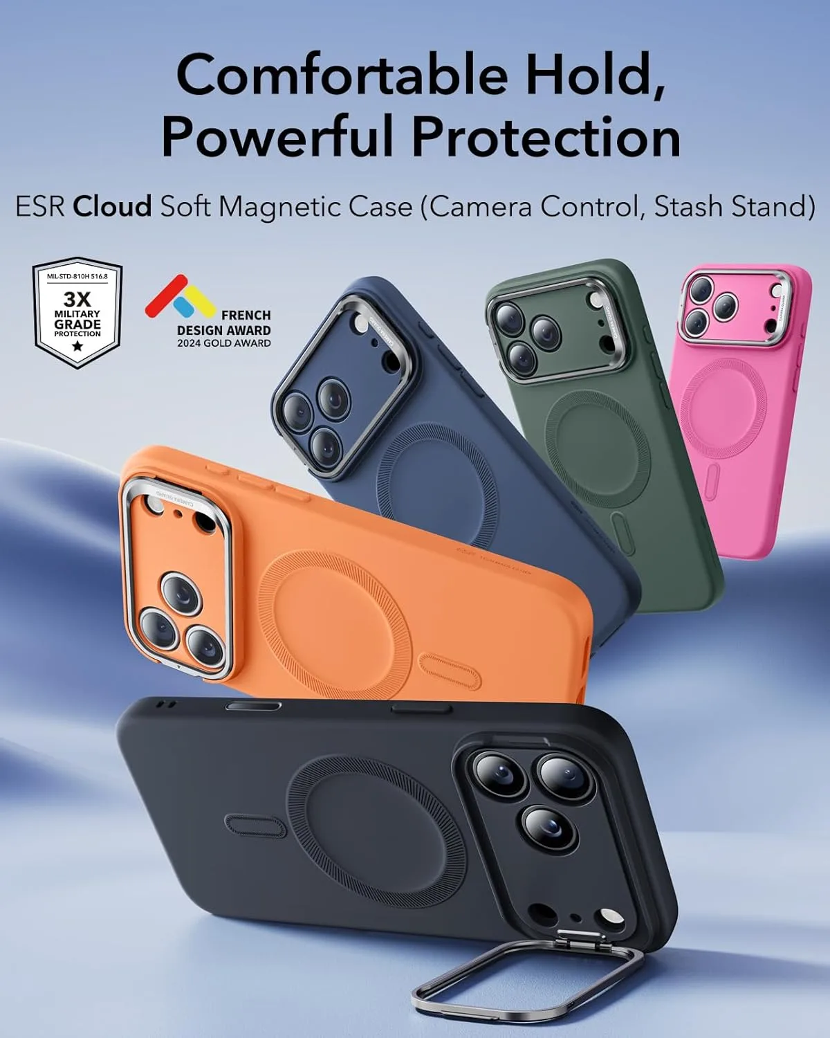 ESR รุ่น Cloud Soft with Stash Stand (Camera Control Button) - เคส iPhone 17 Pro Max - สี Black 7 ESR รุ่น Cloud Soft with Stash Stand (Camera Control Button) - เคส iPhone 17 Pro Max - สี Black - Image 7