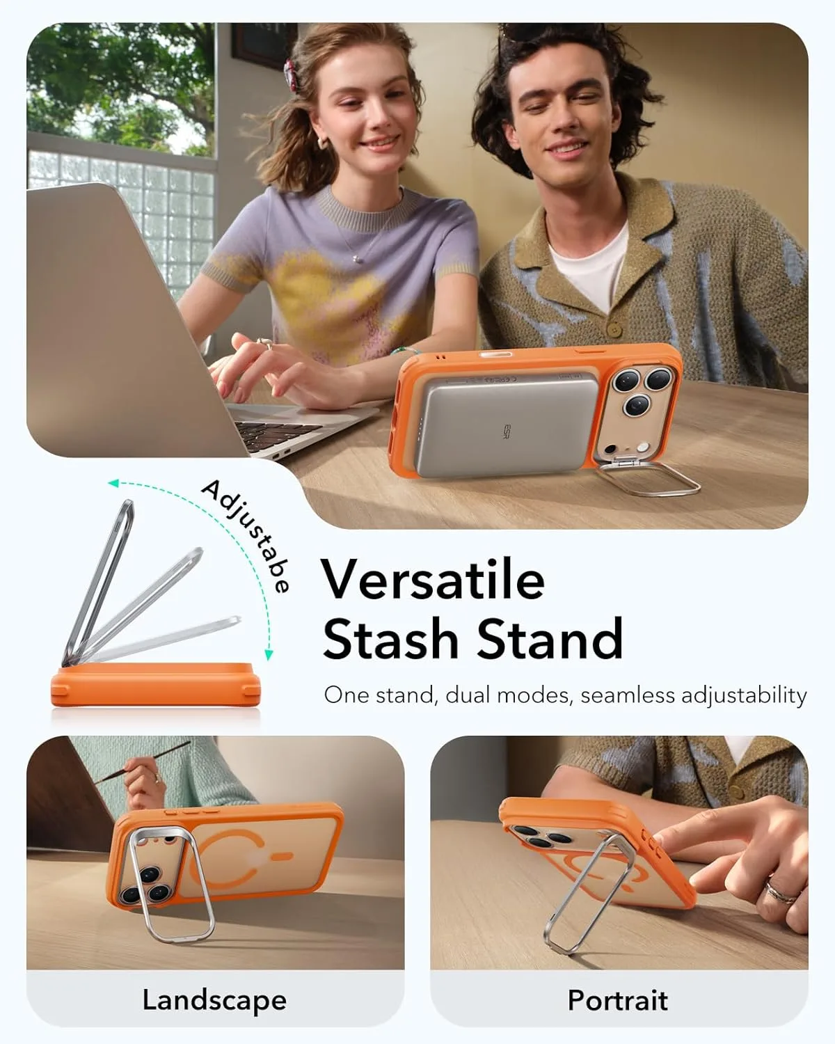 ESR รุ่น Classic Hybrid Case with Stash Stand (Camera Control Button) - เคส iPhone 17 Pro Max - สี Frosted Orange 5 ESR รุ่น Classic Hybrid Case with Stash Stand (Camera Control Button) - เคส iPhone 17 Pro Max - สี Frosted Orange - Image 5