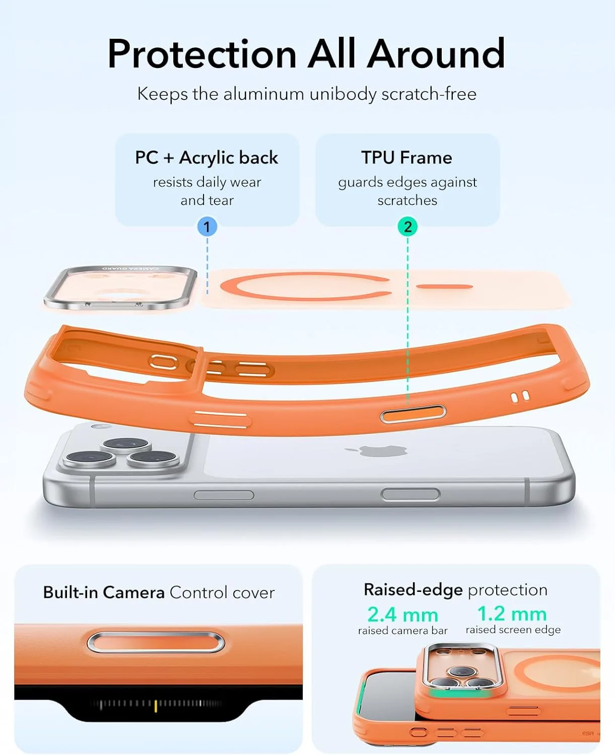ESR รุ่น Classic Hybrid Case with Stash Stand (Camera Control Button) - เคส iPhone 17 Pro Max - สี Frosted Orange 4 ESR รุ่น Classic Hybrid Case with Stash Stand (Camera Control Button) - เคส iPhone 17 Pro Max - สี Frosted Orange - Image 4